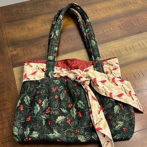Handmade Christmas Purse with cardinals and holly berry